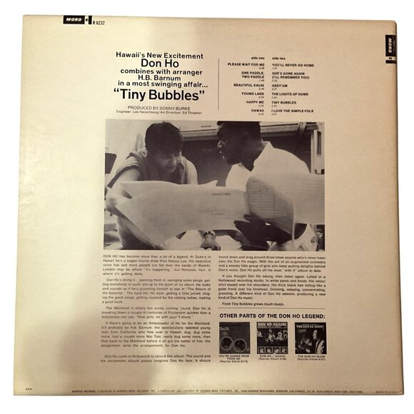 Don Ho Tiny Bubbles Vinyl Record Album R 6232 Mono By Reprise Records 1966 VG - Picture 2 of 8